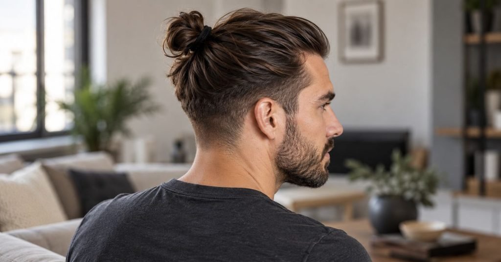 top knot homme avec dégradé naturel