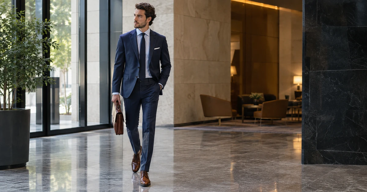 Comment porter un costume bleu avec des chaussures marron