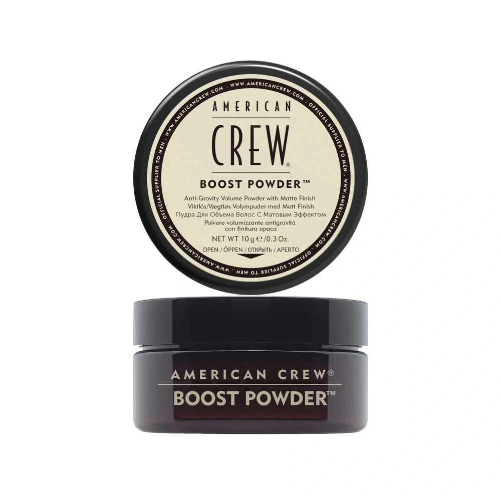 Pot American Crew Boost Powder de 10 g avec son couvercle visible.
